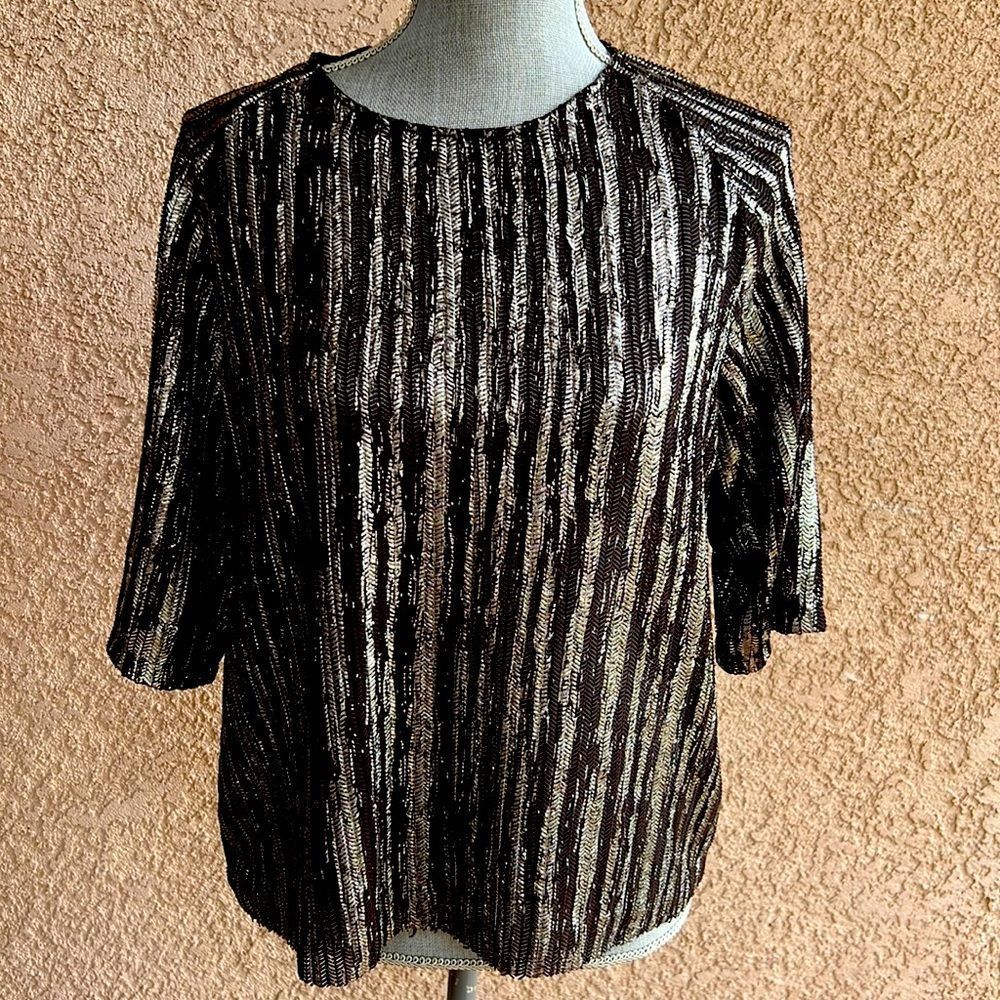 Zara black and silver top size large EUC
